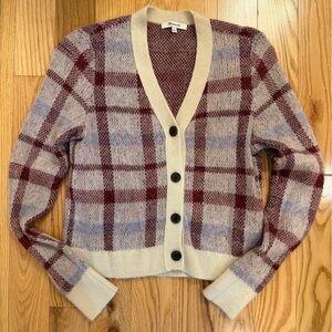 Madewell Alpaca-blend V-neck Cardigan In Alabaster Plaid